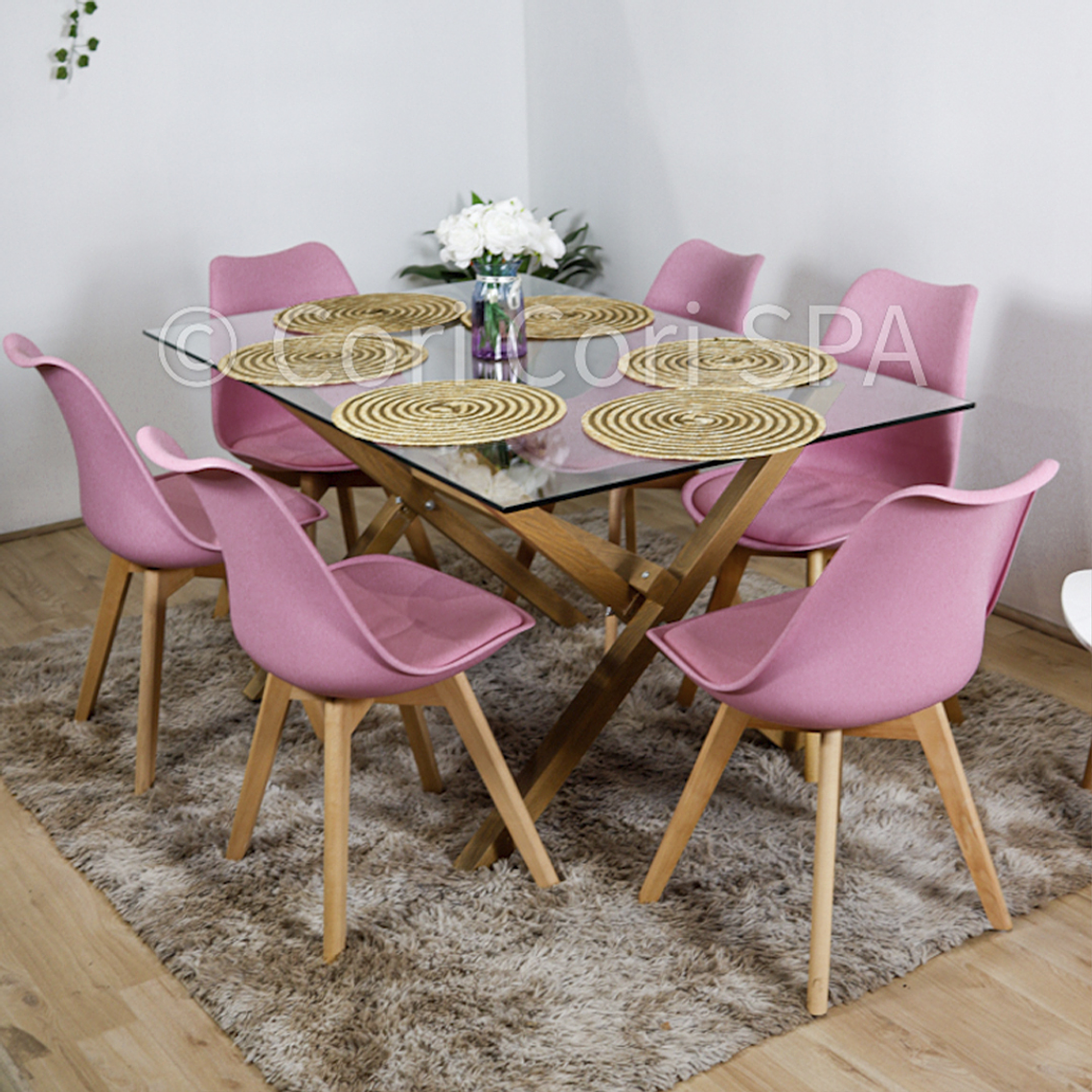 Comedor Medlock 130 x 80cm + 6 Sillas Tulip 6