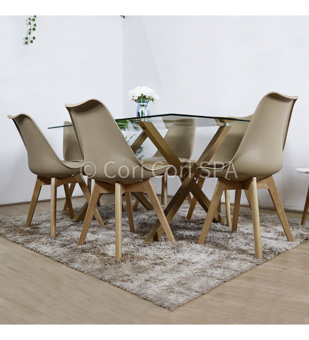Comedor Medlock 130 x 80cm + 6 Sillas Tulip