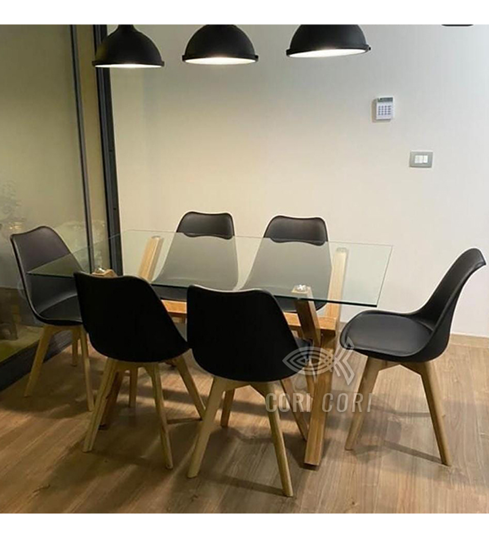 Comedor Medlock 130 x 80cm + 6 Sillas Tulip