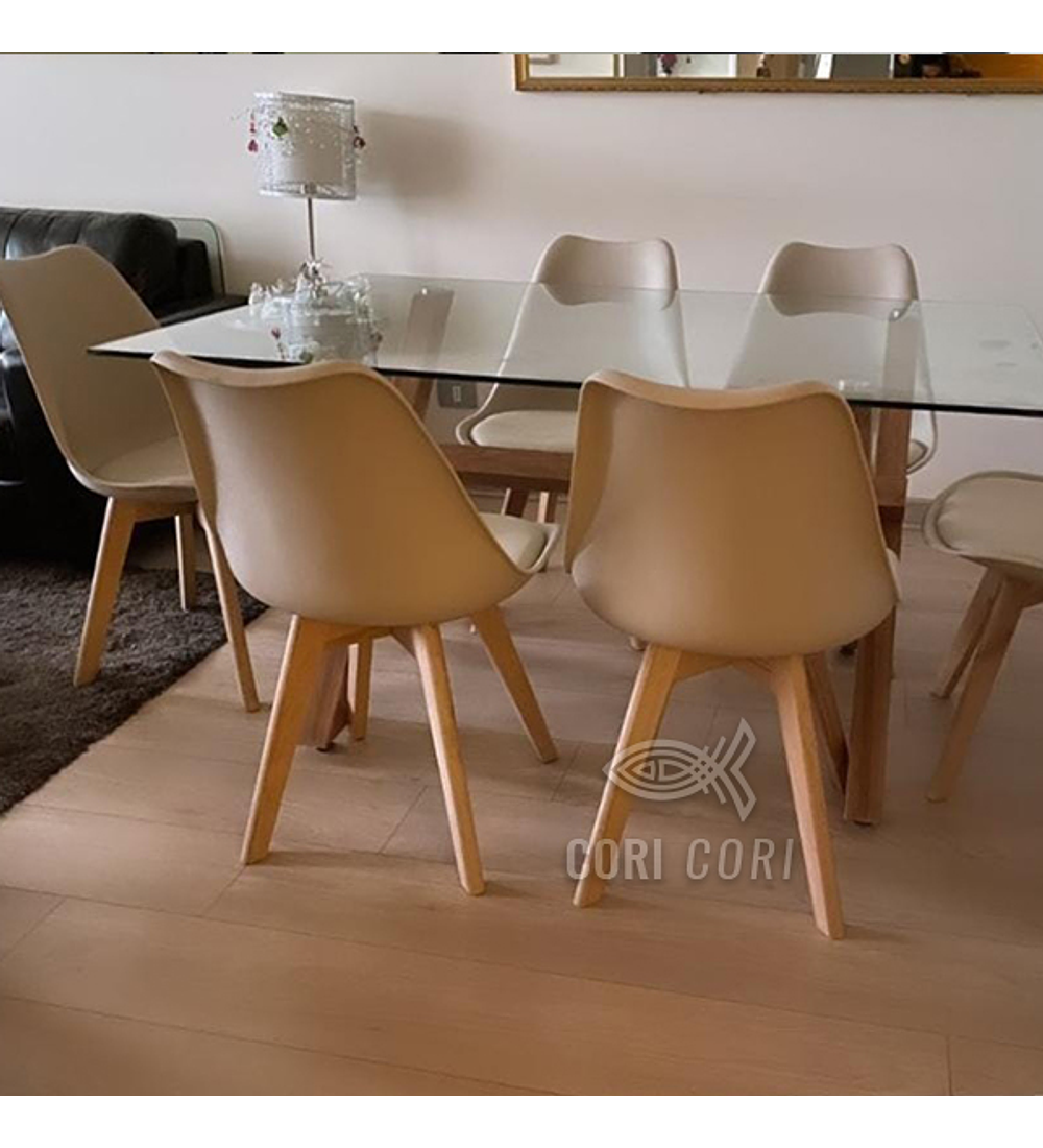 Comedor Medlock 130 x 80cm + 6 Sillas Tulip