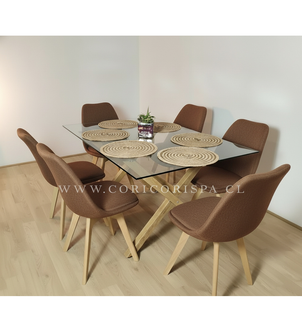 Comedor Medlock 120 x 80cm + 6 Sillas Tulip Lino