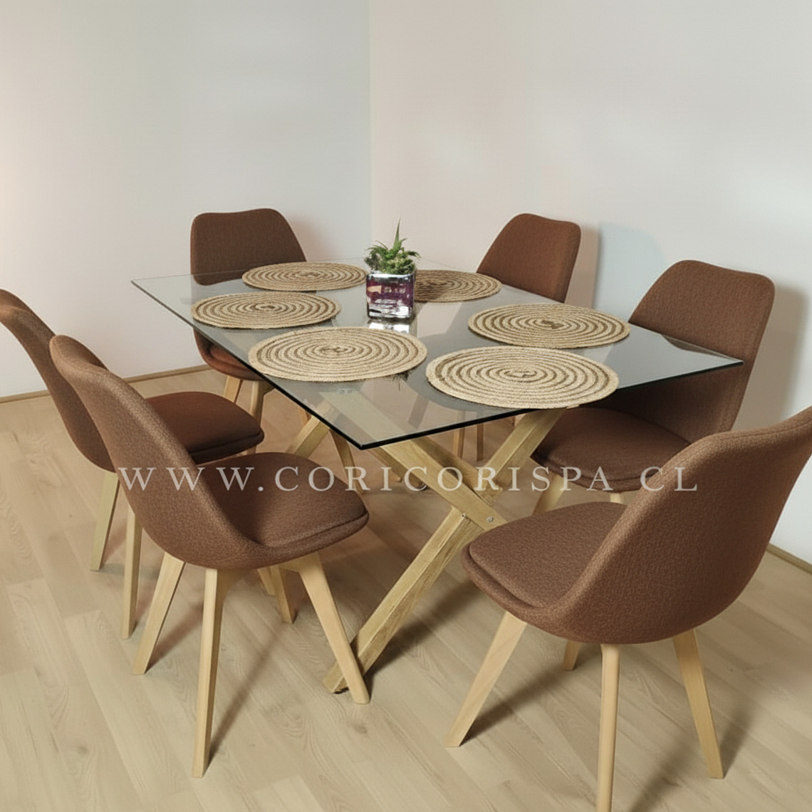 Comedor Medlock 130 x 80cm + 6 Sillas Tulip Lino 3