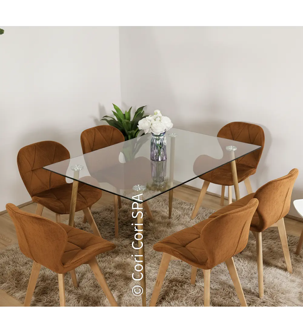 Comedor Rubi 120x80cms + 6 Sillas Mariposa Velvet 