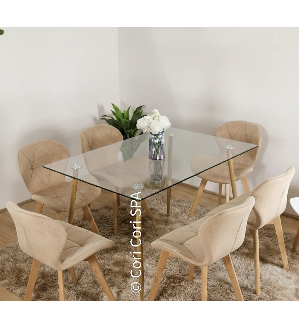 Comedor Rubi 120x80cms + 6 Sillas Mariposa Velvet 