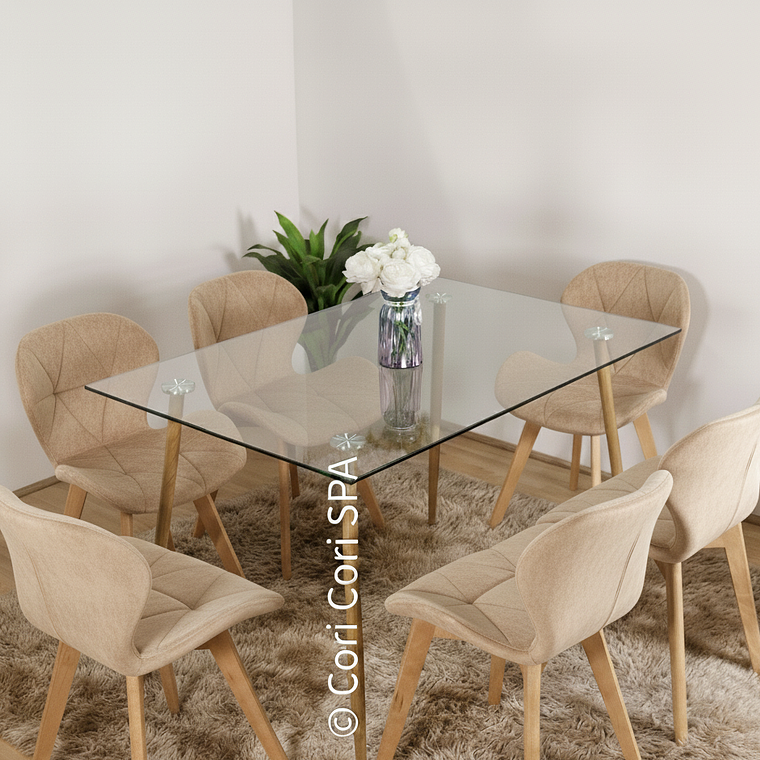 Comedor Rubi 120x80cms + 6 Sillas Mariposa Velvet  5