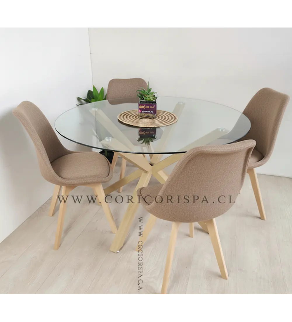 Comedor Warwick 120cms + 4 Sillas Tulip Lino