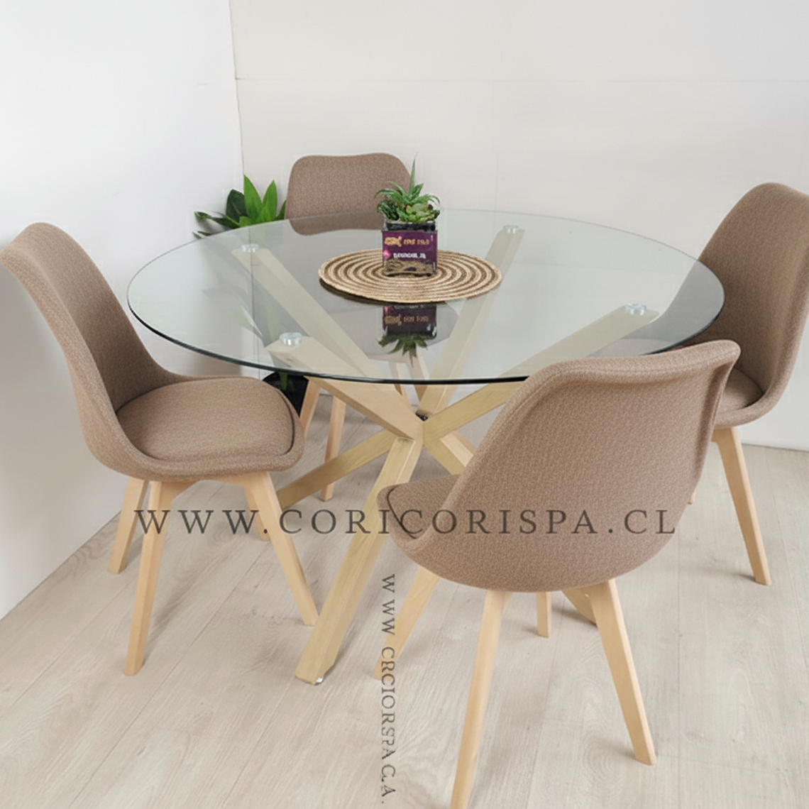 Comedor Warwick 120cms + 4 Sillas Tulip Lino 3