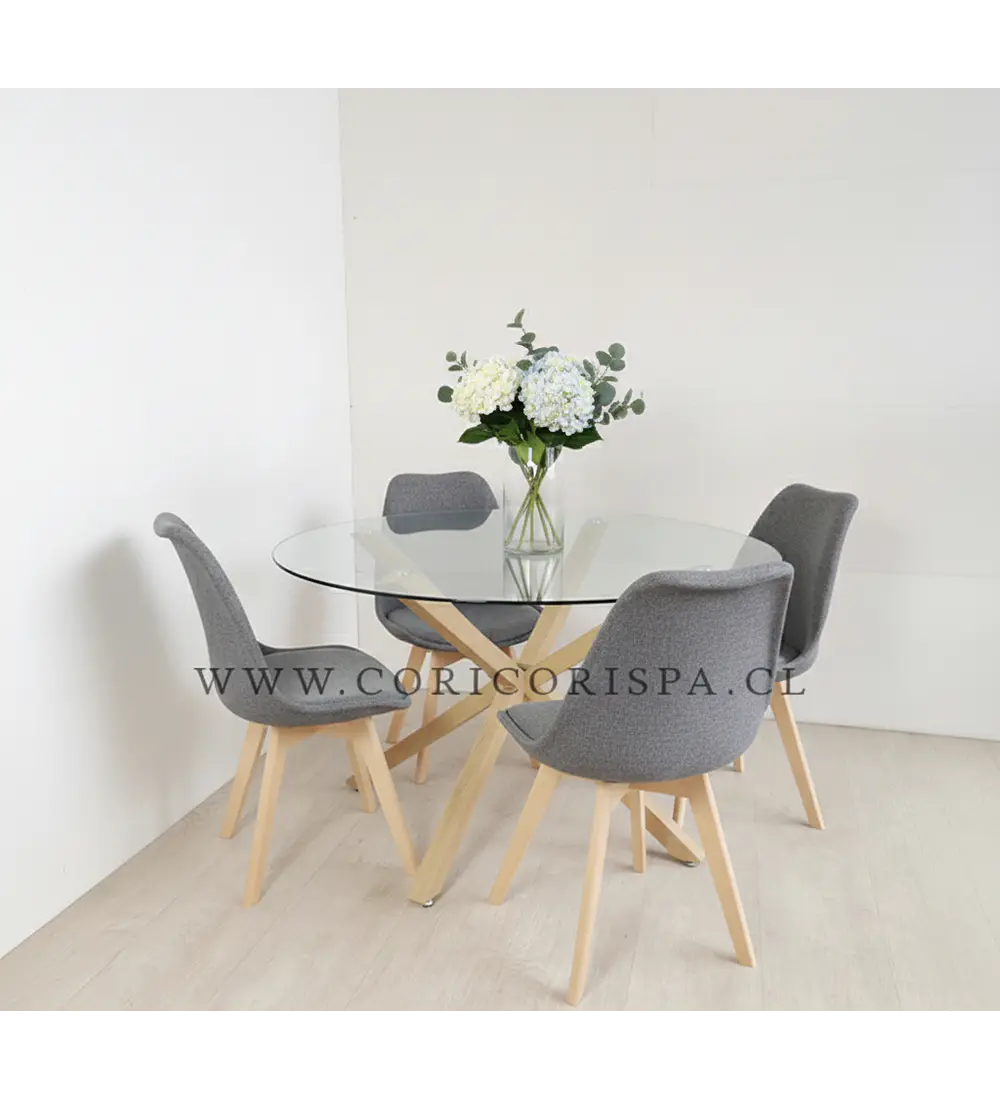 Comedor Warwick 120cms + 4 Sillas Tulip Lino