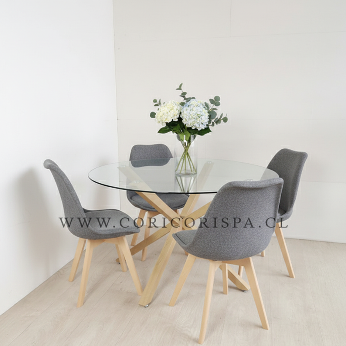Comedor Warwick 120cms + 4 Sillas Tulip Lino 4