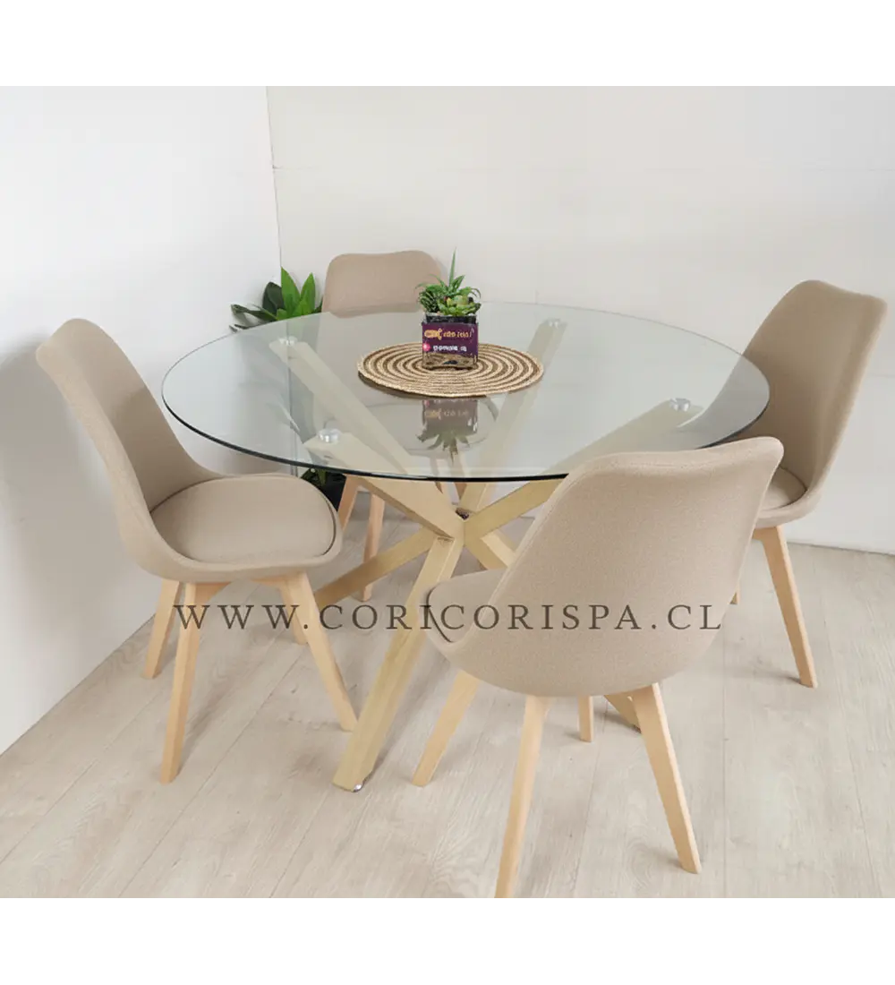Comedor Warwick 100cms + 4 Tulip Lino