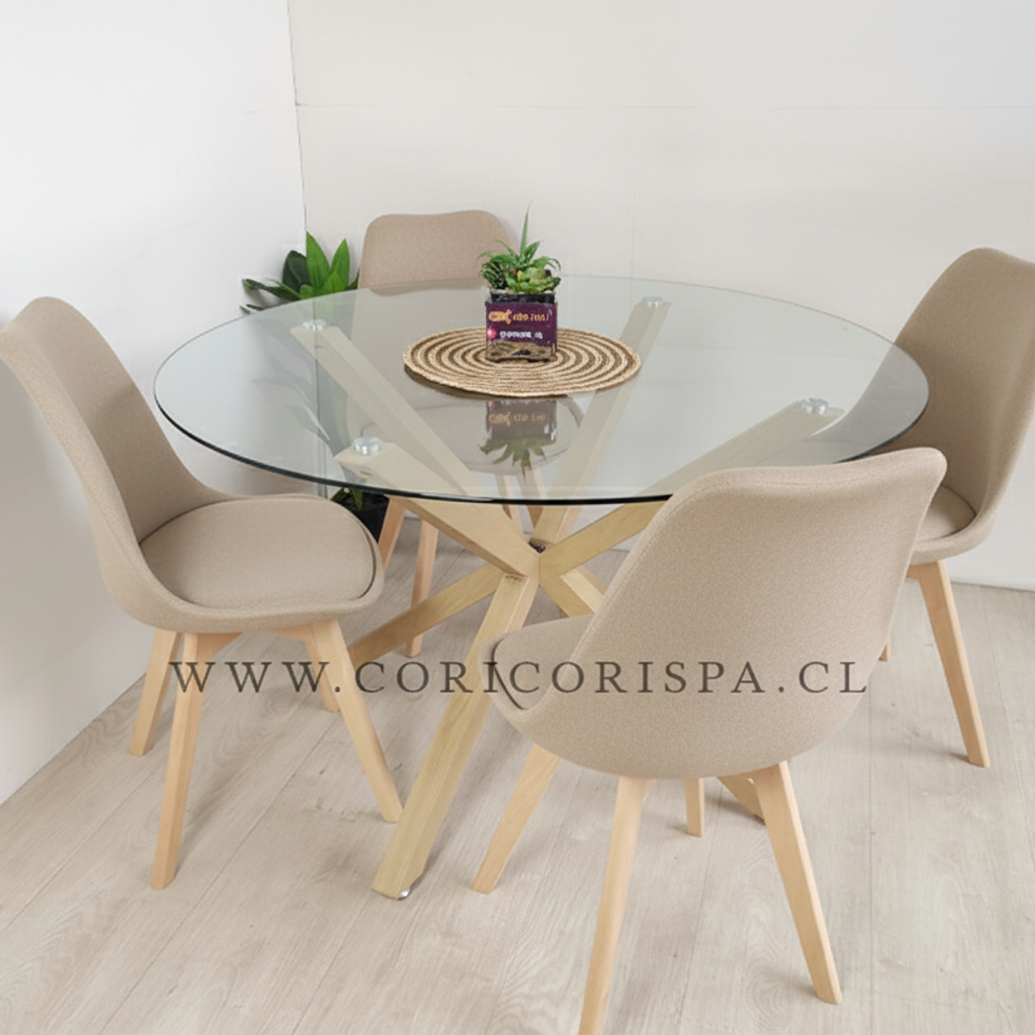 Comedor Warwick 100cms + 4 Tulip Lino 4