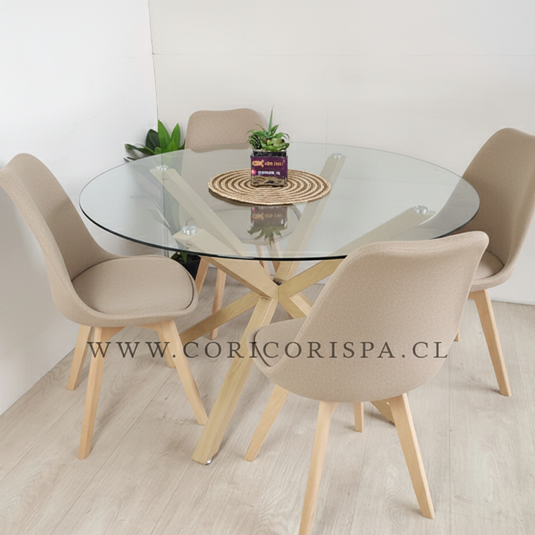 Comedor Warwick 100cms + 4 Tulip Lino 4
