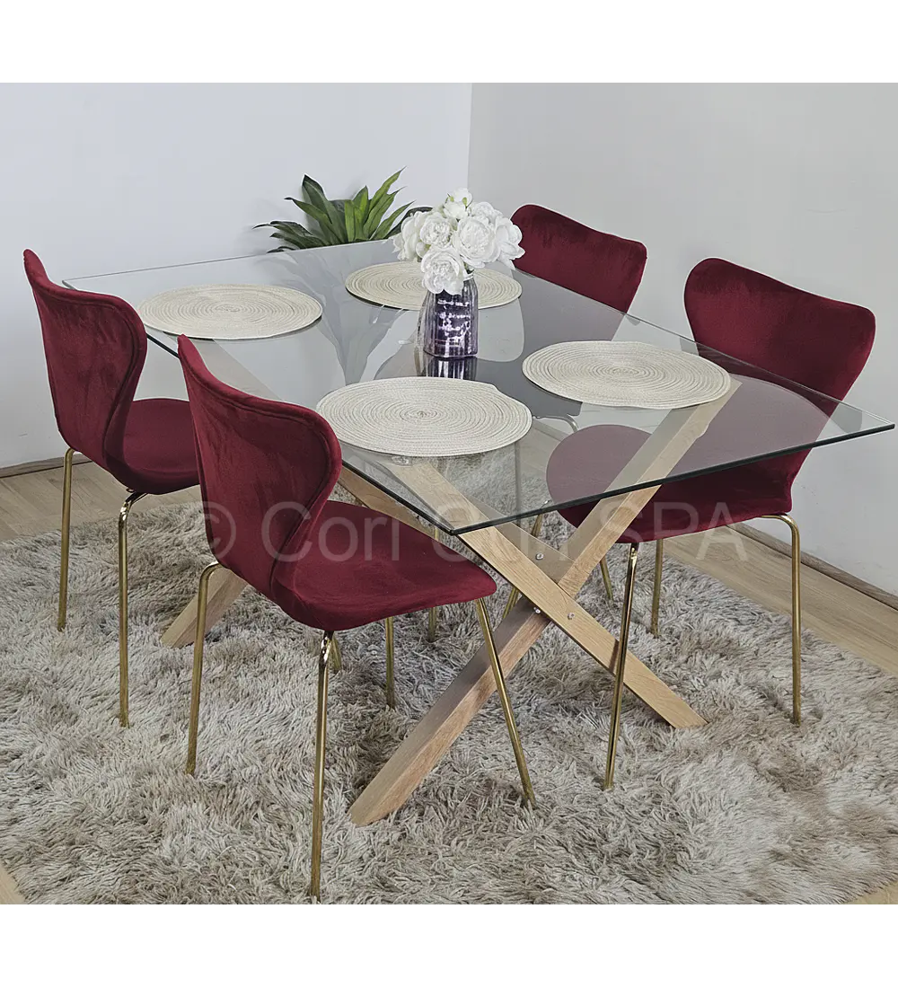 Comedor Medlock 140 x 90cm+ 4 Sillas Corazón