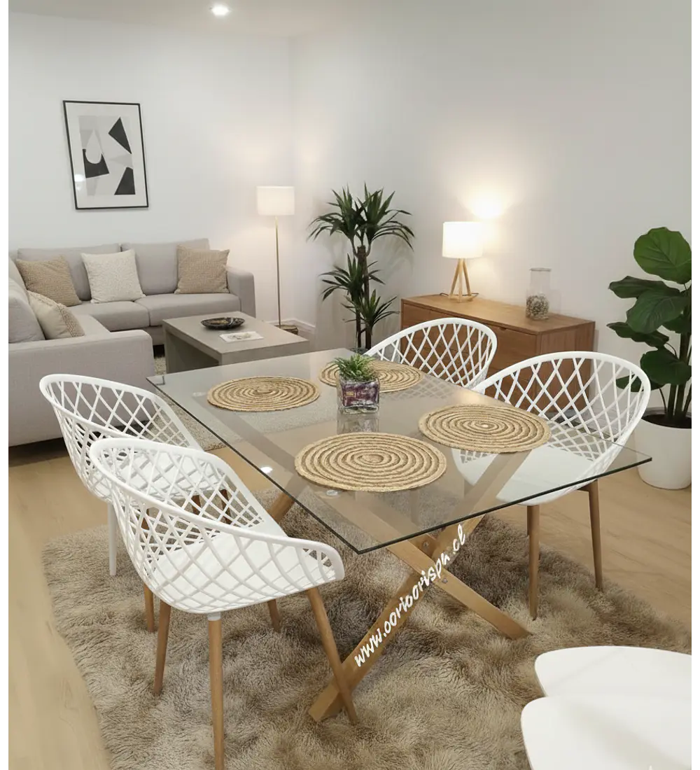 Comedor Medlock 120 x 80cm + 4 Butacas Mesh 