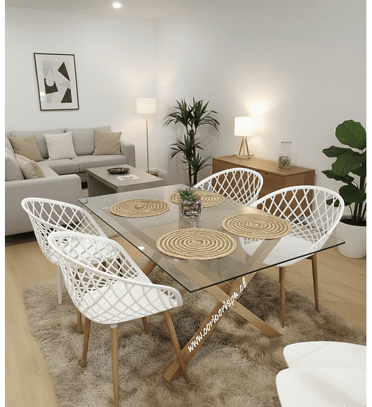 Comedor Medlock 120 x 80cm + 4 Butacas Mesh 