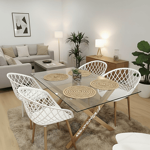 Comedor Medlock 120 x 80cm + 4 Butacas Mesh 