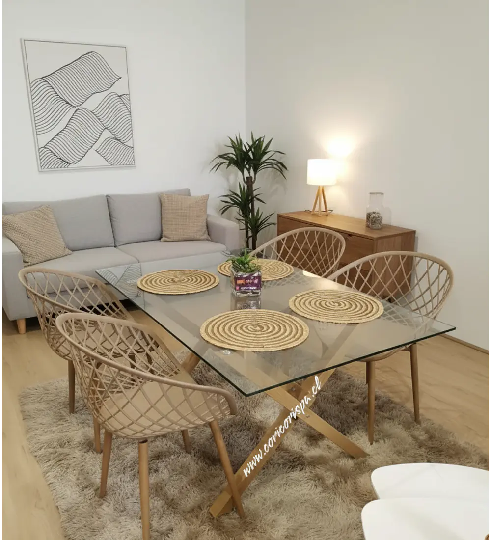 Comedor Medlock 120 x 80cm + 4 Butacas Mesh 