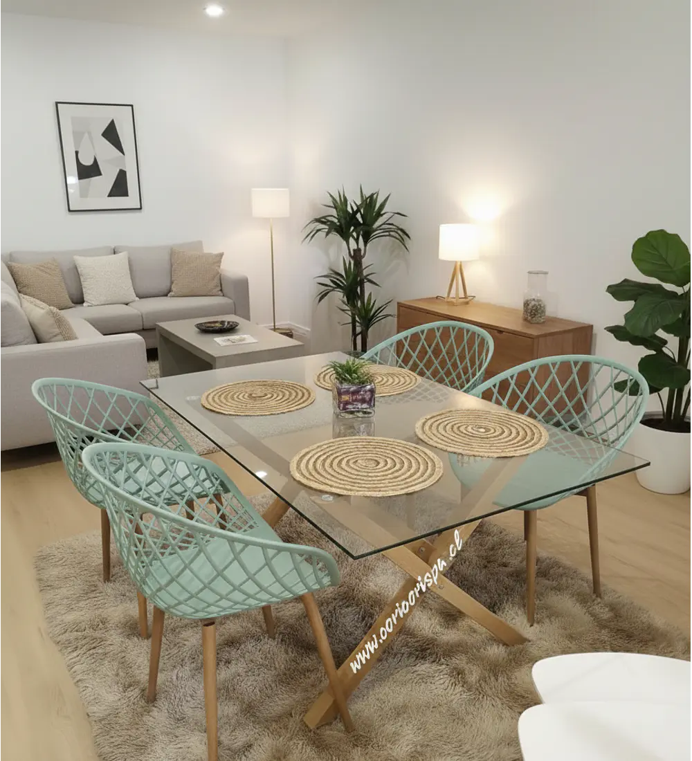 Comedor Medlock 120 x 80cm + 4 Butacas Mesh 