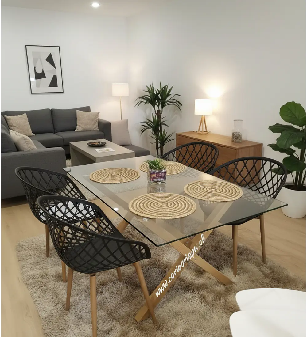 Comedor Medlock 120 x 80cm + 4 Butacas Mesh 