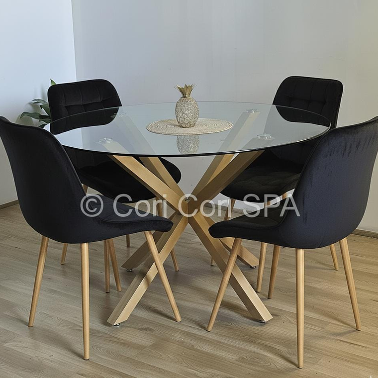 Comedor Warwick 100cm + 4 Sillas Capitonne Top Wood 2