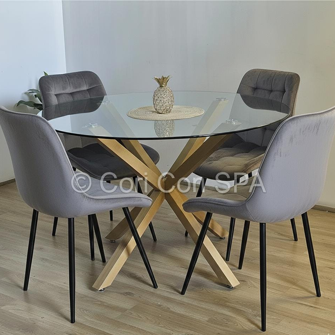 Comedor Warwick 100cm + 4 Sillas Capitonne Top Black 2