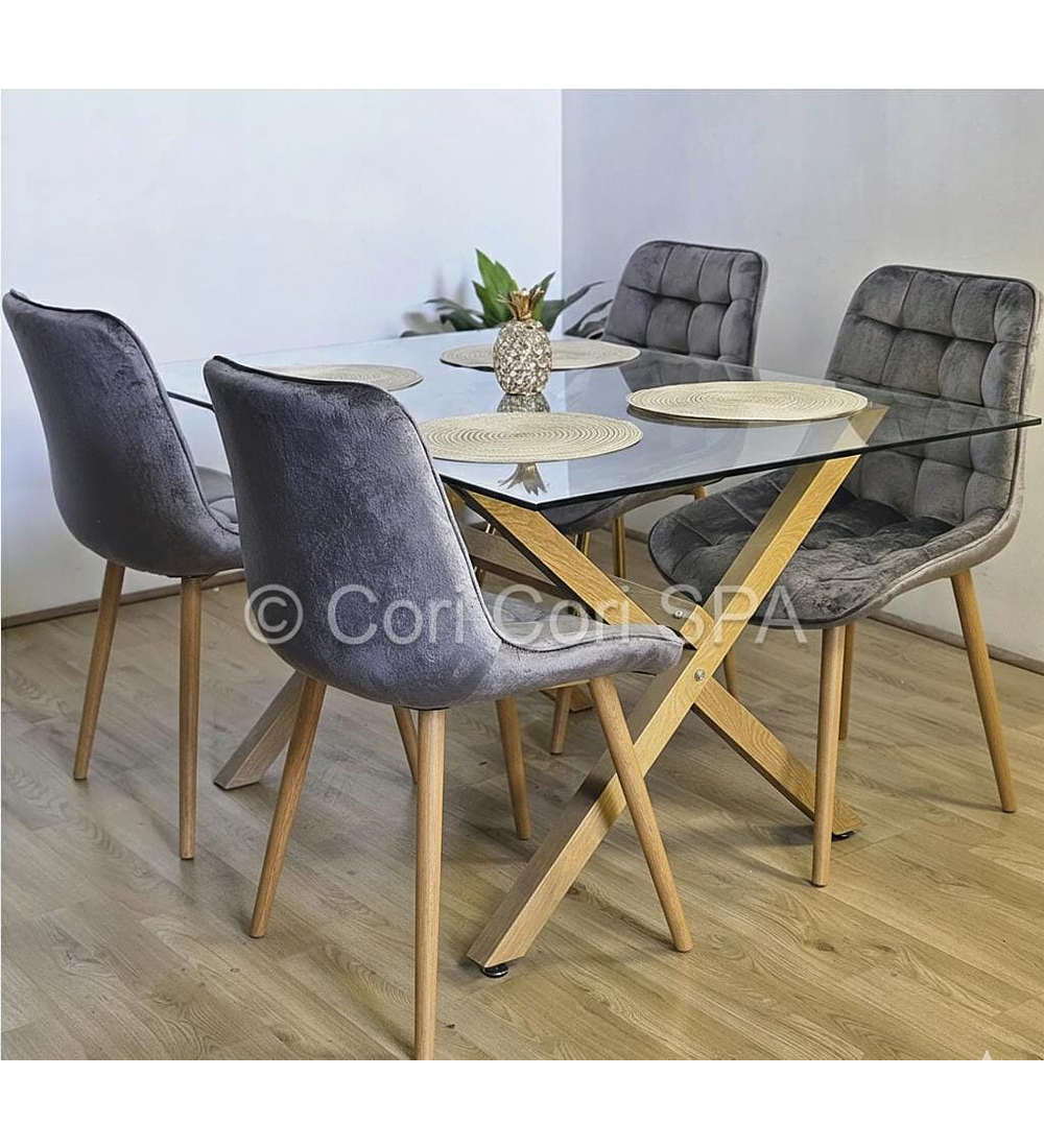 Comedor Medlock 140x90cm + 4 Sillas Capitonne Top Wood