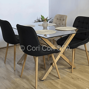 Comedor Medlock 140x90cm + 4 Sillas Capitonne Top Wood
