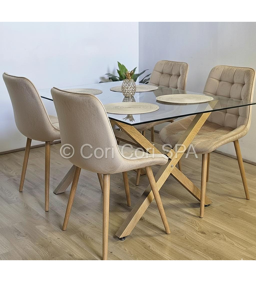 Comedor Medlock 140x90cm + 4 Sillas Capitonne Top Wood