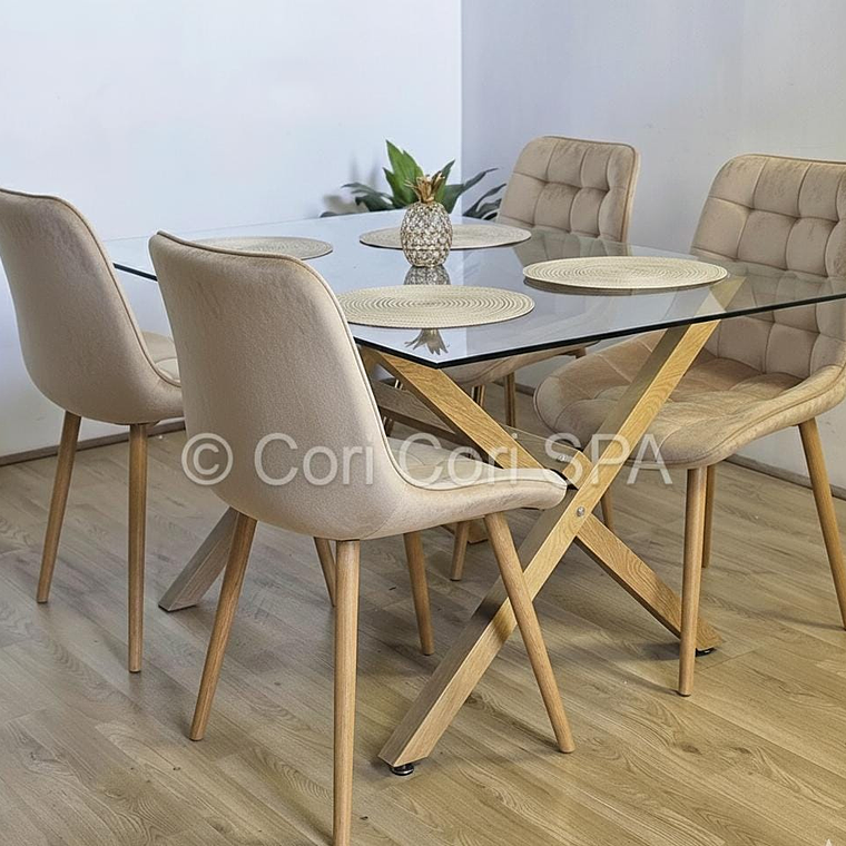 Comedor Medlock 140x90cm + 4 Sillas Capitonne Top Wood 3