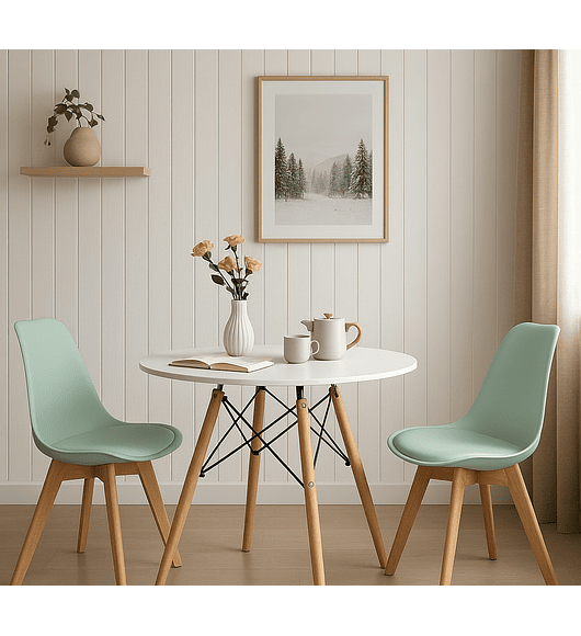 Comedor Mesa 80cms Blanca + 2 Sillas Tulip