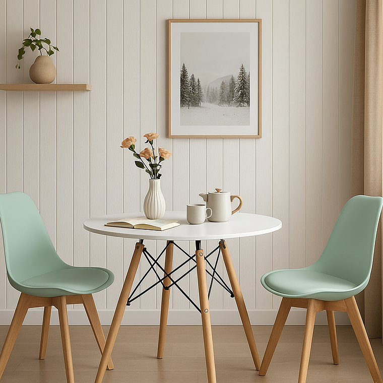 Comedor Mesa 80cms Blanca + 2 Sillas Tulip 1