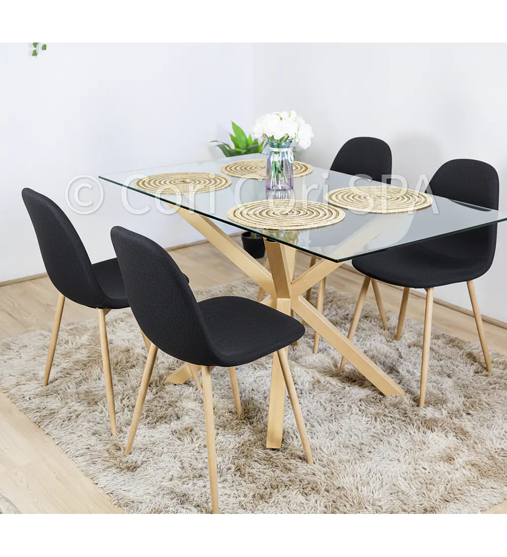 Comedor Madrid 140x80cms  +  4 Sillas Scoop  Lino