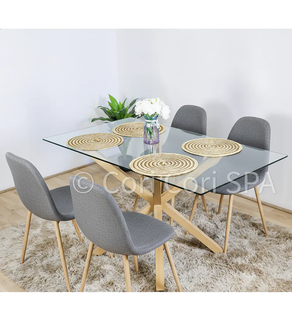 Comedor Madrid 140x80cms  +  4 Sillas Scoop  Lino