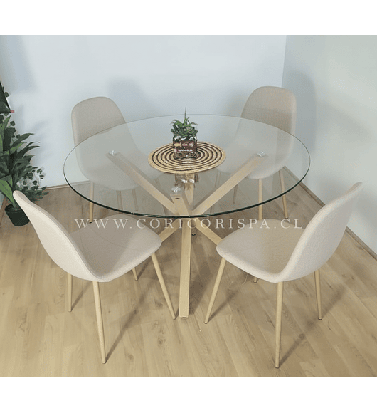 Comedor Warwick 120cms + 4 Sillas Scoop 