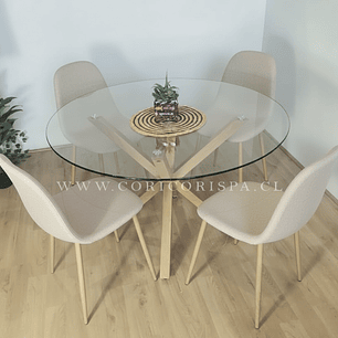 Comedor Warwick 120cms + 4 Sillas Scoop 