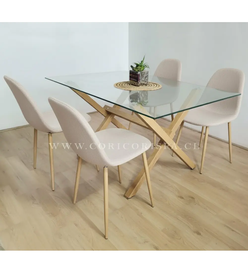 Comedor Medlock 140 x 90cm + 4 Sillas Scoop Lino