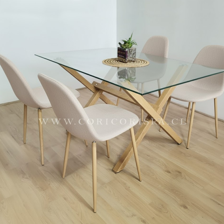 Comedor Medlock 140 x 90cm + 4 Sillas Scoop Lino 6
