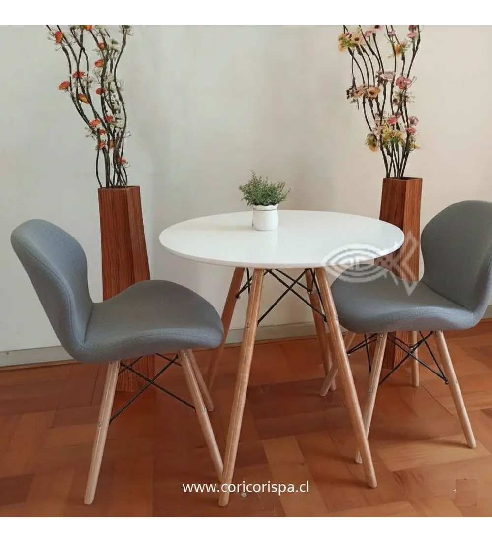 Comedor Eames 80cms + 2 Sillas Eames Mariposa Ecocuero