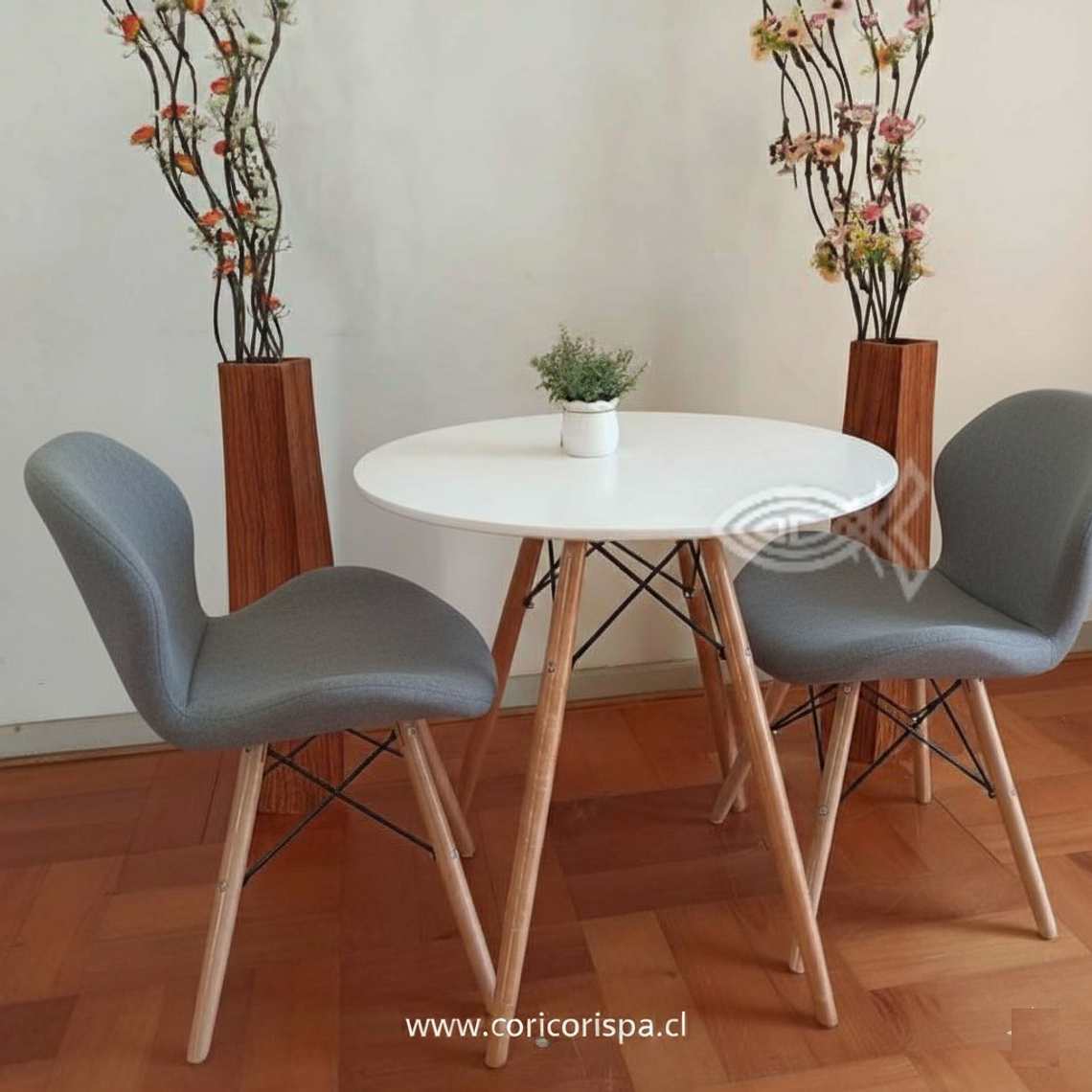Comedor Eames 80cms + 2 Sillas Eames Mariposa Ecocuero 6