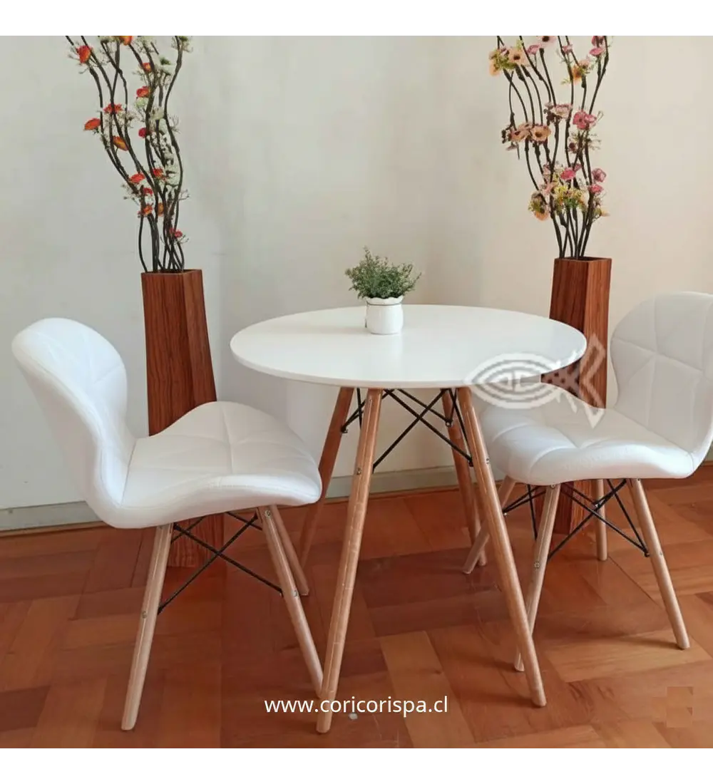 Comedor Eames 80cms + 2 Sillas Eames Mariposa Ecocuero