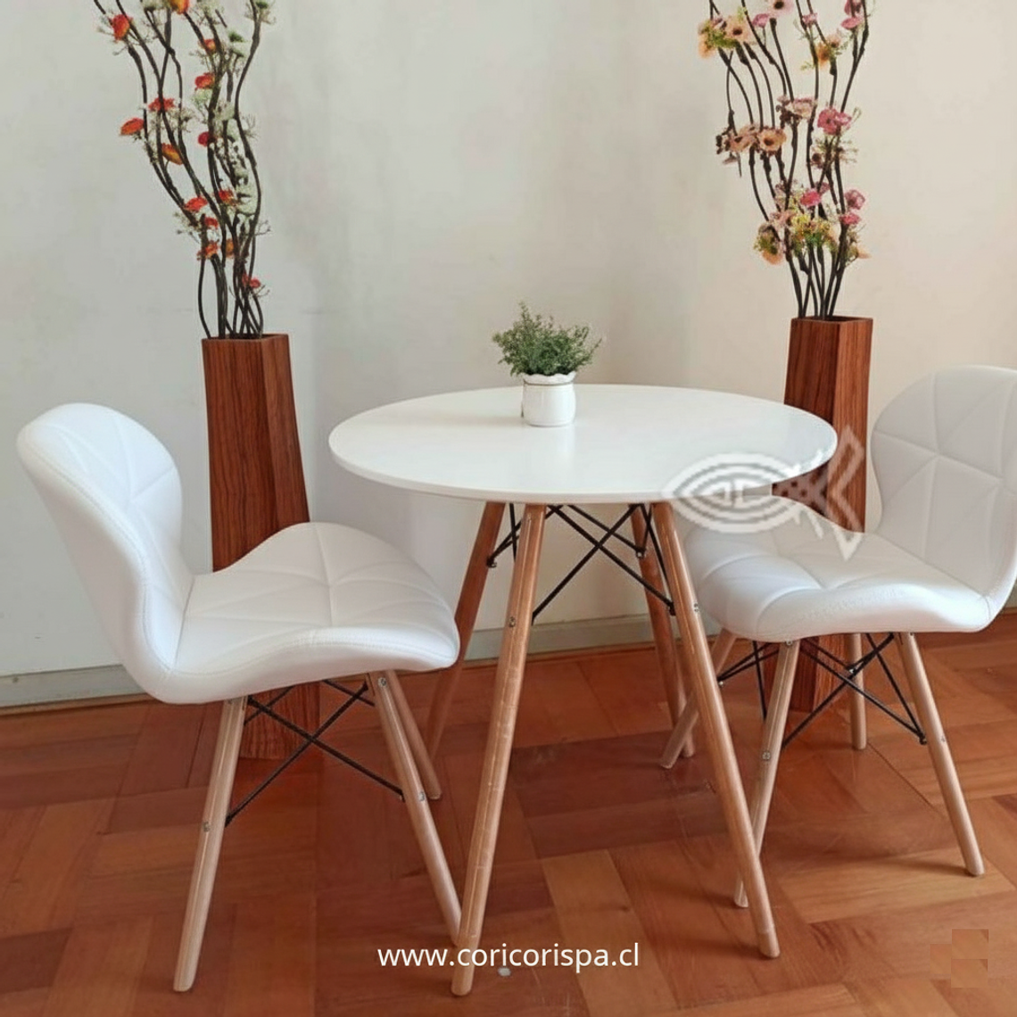 Comedor Eames 80cms + 2 Sillas Eames Mariposa Ecocuero 7