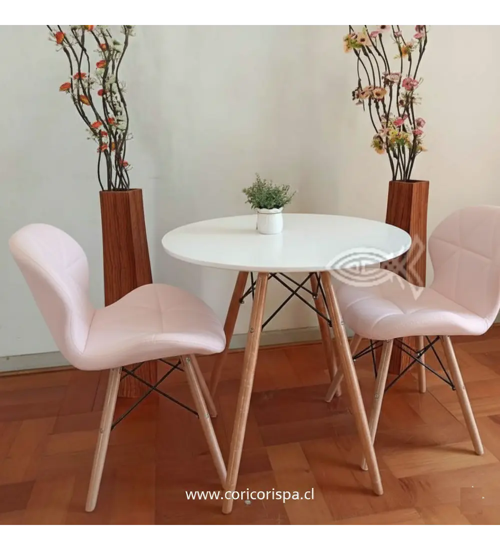 Comedor Eames 80cms + 2 Sillas Eames Mariposa Ecocuero