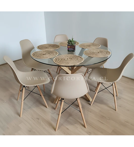Comedor Warwick  120cm + 6 Sillas Eames
