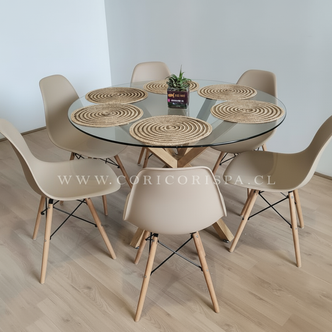 Comedor Warwick  120cm + 6 Sillas Eames 1