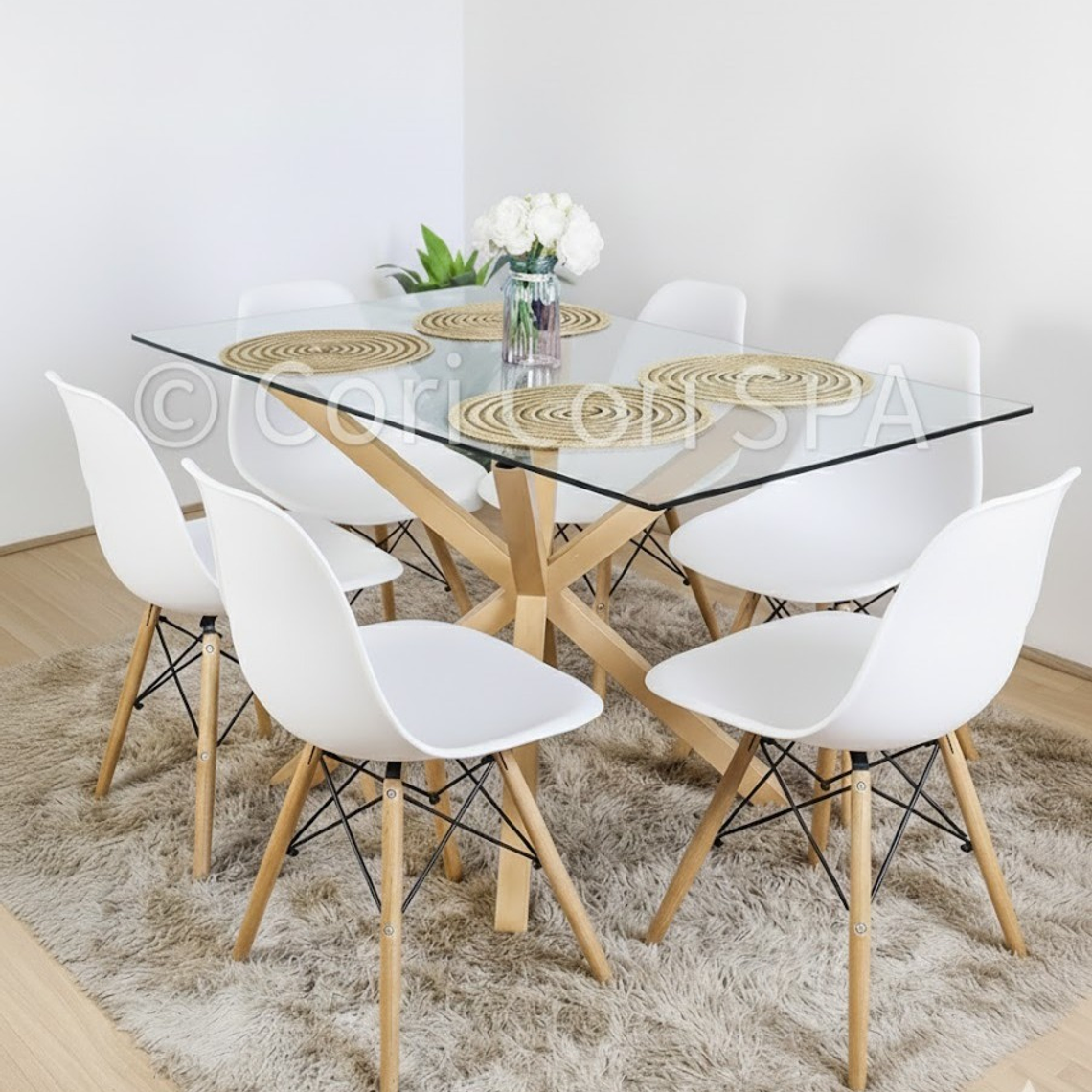 Comedor Madrid 140x80cms + 6 Sillas Eames 8