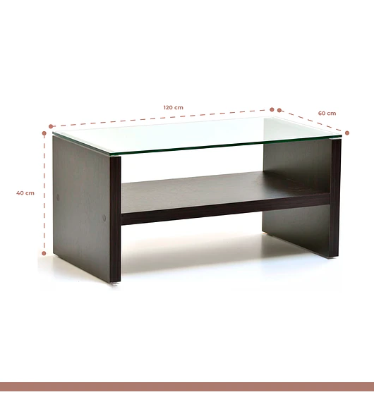 Mesa de Centro Moderna Madera Walnut Wood Vidrio