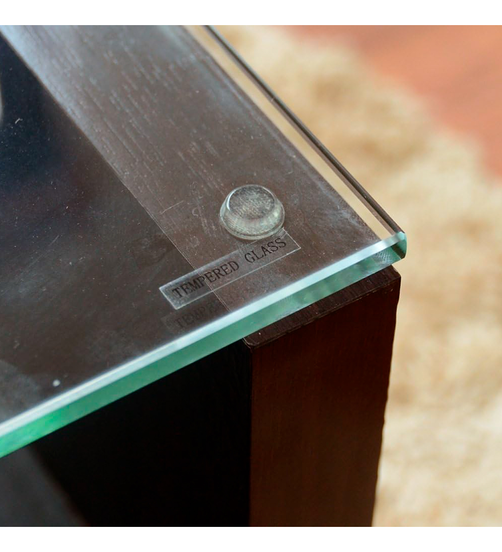 Mesa de Centro Moderna Madera Walnut Wood Vidrio