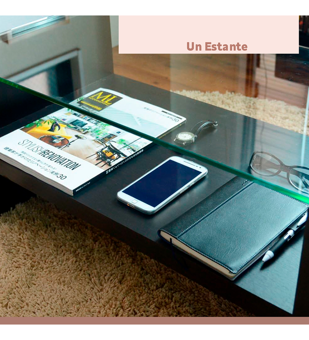 Mesa de Centro Moderna Madera Walnut Wood Vidrio