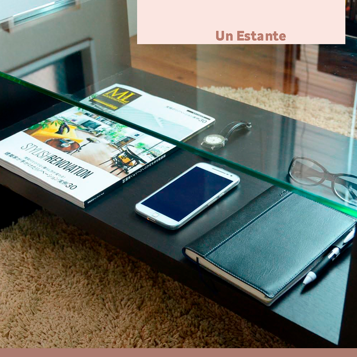 Mesa de Centro Moderna Madera Walnut Wood Vidrio 4