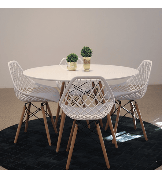 Comedor Eames 100cms + 4 Sillas Eames Mesh